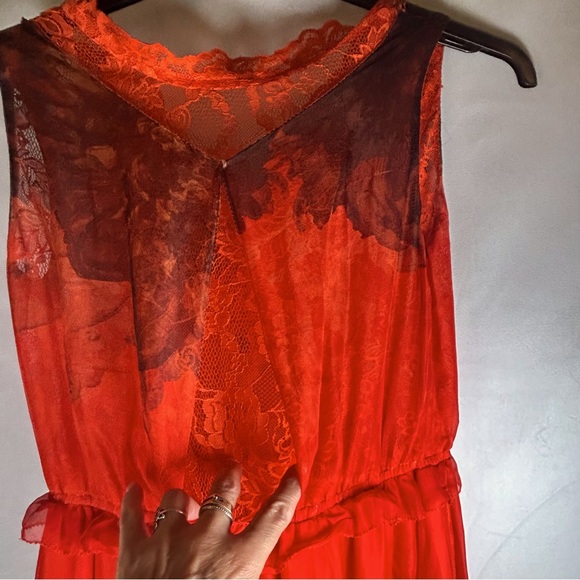 Sheer Sleeveless Flowy Whimsigoth Fairy Maxi Dress, Lace V-Neckline. Size S - Picture 5 of 11